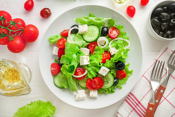 Wall Mural - Traditional healthy and tasty greek salad
