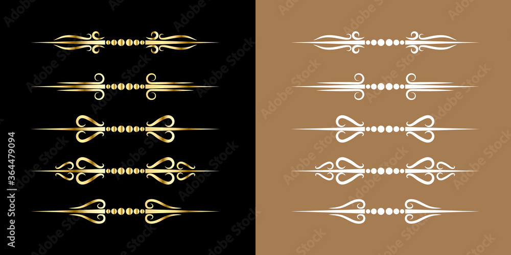 Luxury Gold vintage invitation filigree decoration vector set ...