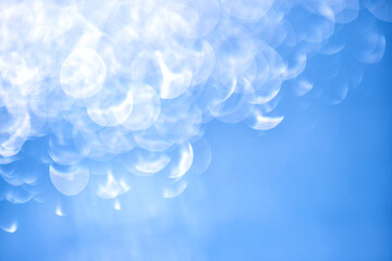 Abstract white blue bubbles blur background