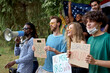 © Roman - demonstration in park demanding the legalization of marijuana and changes in drug policy. multiethnic group of people together. freedom cannabis