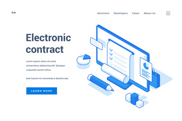 Wall Mural - web banner advertising electronic contract for business