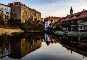 Wall Mural - A beautiful dawn in the morning in Cesky Krumlov, Czech republic.