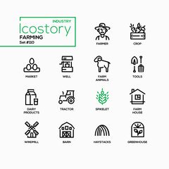 Wall Mural - Farming - modern line design style icons set