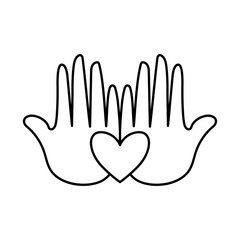 Wall Mural - Hand with heart line style icon vector design