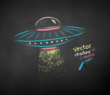 Chalk Drawn Illustration Of UFO