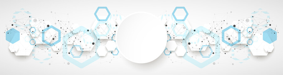Abstract blue hexagon futuristic background for design works. Science and technology.