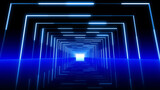 Fototapeta Do przedpokoju - Tunnel Neon Light Disco Tube abstract 3D illustration background.