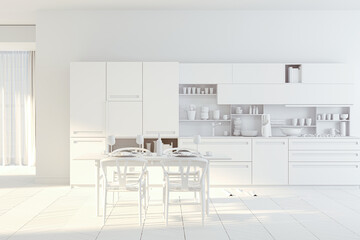 Poster - 3d render of beautiful modern kitchen