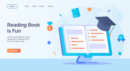 Wall Mural - reading book is fun open book toga icon campaign for web website home homepage landing template bann