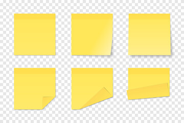 Leinwandbilder - Set of vector yellow paper adhesive stickers