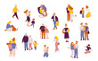 © olgache - Big set of people figures, characters in different poses in different situations. Family set. Crowd of tiny people. Minimal people character vector illustration flat design