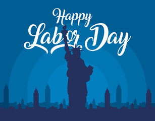 Wall Mural - happy labor day celebration with liberty statue