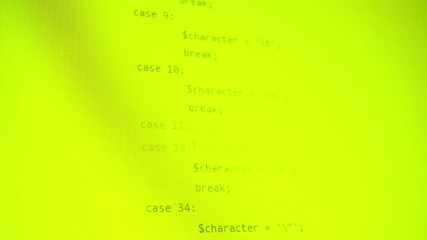 Wall Mural - yellow sceen and developing programming and coding technologies.