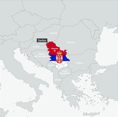 Wall Mural - Map of Serbia with flag fill