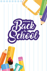 Sticker - back to school poster with set supplies