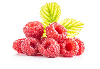 Canvas Print - Ripe red raspberries.