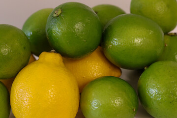 Beautiful lemons arranged on a table. A fruit rich in vitamin c.