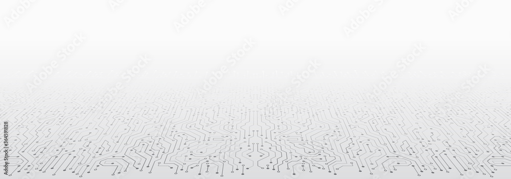 Perspective wide High-tech technology background texture. Abstract 3D circuit board vector illustration. Vector electronic communication. - obrazy, fototapety, plakaty 