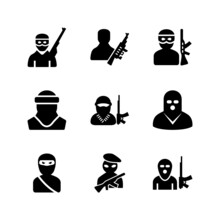 Terrorist Icon Or Logo Isolated Sign Symbol Vector Illustration - High-quality Black Style Vector Icons
