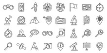 Research Icons Set. Outline Set Of Research Vector Icons For Web Design Isolated On White Background