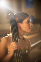 Poster - Double bassist looking away