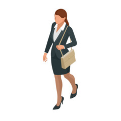 Wall Mural - Isometric Business women stylish isolated on white. Business ladies, business woman character pose