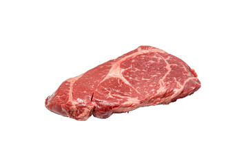 Wall Mural - Raw Chuck Rol steak of marbled beef lies on a white background, isolated.