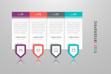 Poster - Infographic concept design with 4 options, steps or processes. Can be used for workflow layout, annual report, flow charts, diagram, presentations, web sites, banners, printed materials.