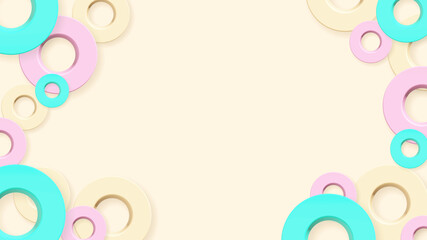 Wall Mural - abstract geometry shape circles pastel colorful background. 3d illustration. poster or website desig