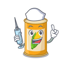 Poster - Corn tin humble nurse mascot design with a syringe