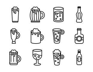 Canvas Print - bundle of beer international day icons