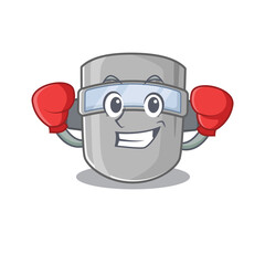 Sticker - Mascot design of welding mask as a sporty boxing athlete