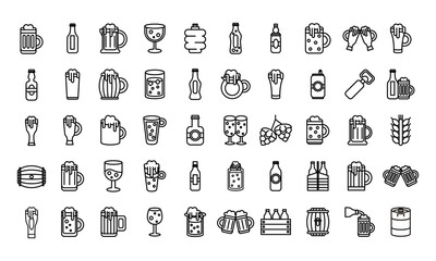 Wall Mural - bundle of beer international day icons