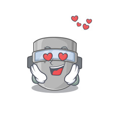 Poster - Romantic welding mask cartoon character has a falling in love eyes