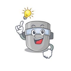 Wall Mural - Mascot character of smart welding mask has an idea gesture