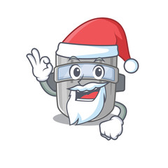 Canvas Print - cartoon character of welding mask Santa having cute ok finger