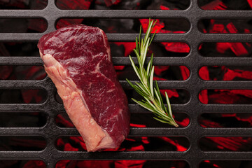 Wall Mural - Beef steak cooking on grill