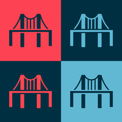 Wall Mural - Pop art Golden gate bridge icon isolated on color background. San Francisco California United States of America. Vector Illustration.