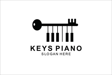Wall Mural - keys, lock and piano logo template design. symbol illustration.