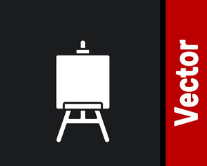 Sticker - White Wood easel or painting art boards icon isolated on black background. Vector Illustration.