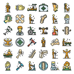Canvas Print - Chiropractor icons set. Outline set of chiropractor vector icons thin line color flat on white
