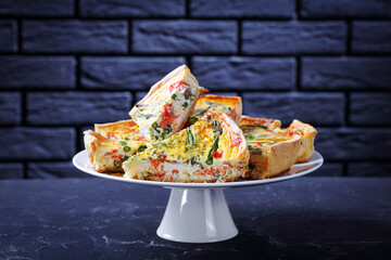 Poster - slices of quiche with salmon asparagus cheese