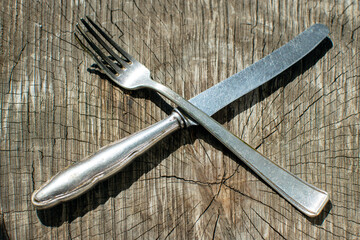 old silver knife and fork