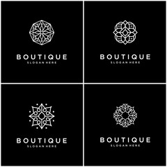 Wall Mural - Set collection flower logo design line art. Can be used for beauty salons, decorations, boutiques, spas, yoga, cosmetic and skin care products. premium business card vector