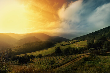 Beautiful landscape in Los Oscos, Asturias. Biosphere Reserve located on the border of Asturias and Galicia in the northwest region of Spain.