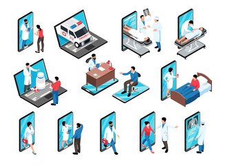 Wall Mural - Online Medicine Icon Set