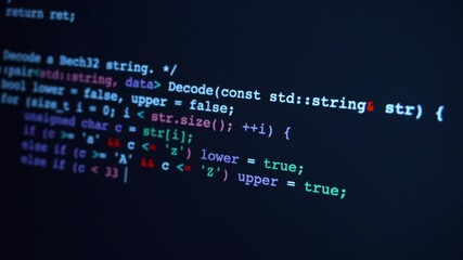 Wall Mural - abstract program code are written and moved in the virtual space.
