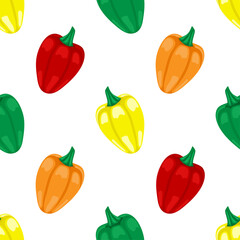 Wall Mural - Seamless pattern with peppers on a white background.