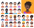 © Sky - Set of people icons in flat style with faces. Vector women, men with color background