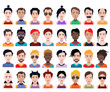© Sky - Set of people icons in flat style with faces. Vector women, men with color background
